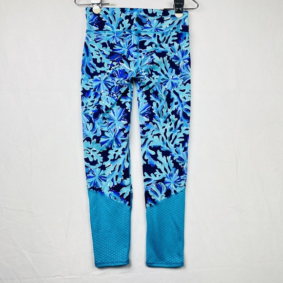 Lilly Pulitzer Luxletic Blue Coral Floral Print Leggings XS Style 000514 Womens - Picture 2 of 11